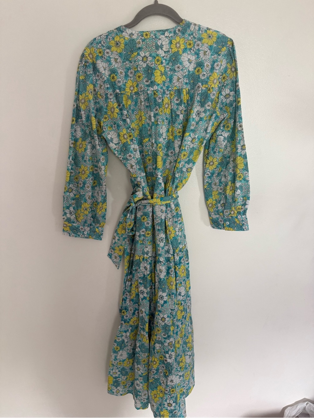 Pink City Prints Dress Georgie Maxi Belted in Blue Yellow Floral - Picture 4 of 4